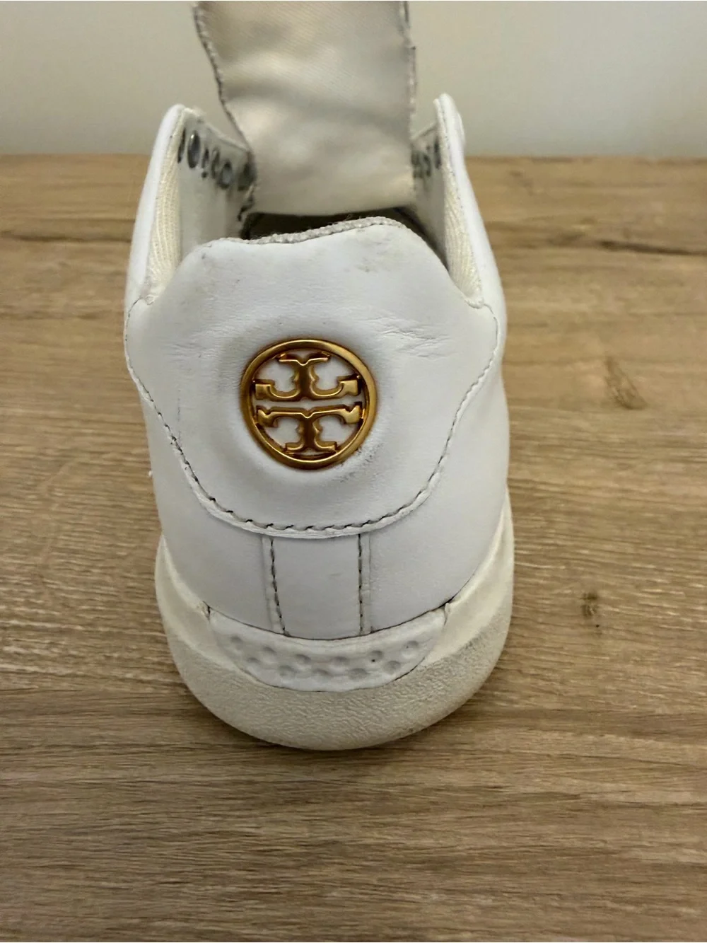 Tory Burch White Leather Low-Top Sneakers with Gold Logo